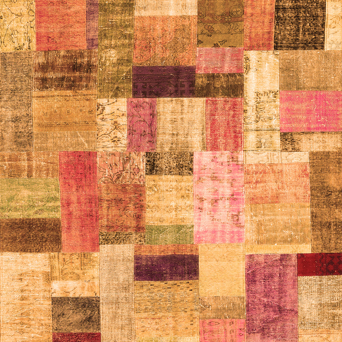 Serging Thickness of Patchwork Orange Transitional Rug, con1451org