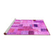 Sideview of Machine Washable Patchwork Pink Transitional Rug, wshcon1451pnk