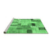 Sideview of Machine Washable Patchwork Emerald Green Transitional Area Rugs, wshcon1451emgrn