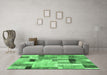 Machine Washable Patchwork Emerald Green Transitional Area Rugs in a Living Room,, wshcon1451emgrn