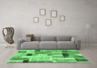 Machine Washable Patchwork Emerald Green Transitional Rug, wshcon1451emgrn