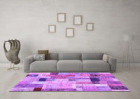 Machine Washable Patchwork Purple Transitional Rug, wshcon1451pur