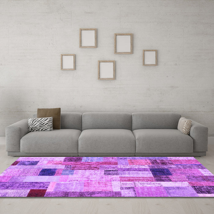 Machine Washable Patchwork Purple Transitional Area Rugs in a Living Room, wshcon1451pur