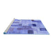 Sideview of Machine Washable Patchwork Blue Transitional Rug, wshcon1451blu