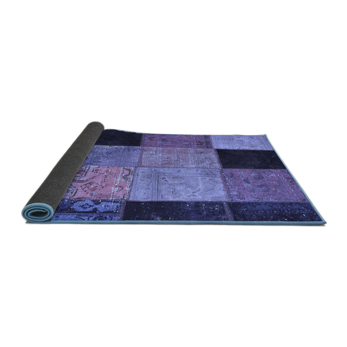 Sideview of Patchwork Blue Transitional Rug, con1452blu