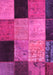 Machine Washable Patchwork Pink Transitional Rug, wshcon1452pnk