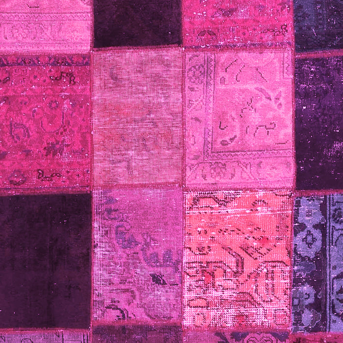 Machine Washable Patchwork Pink Transitional Rug, wshcon1452pnk