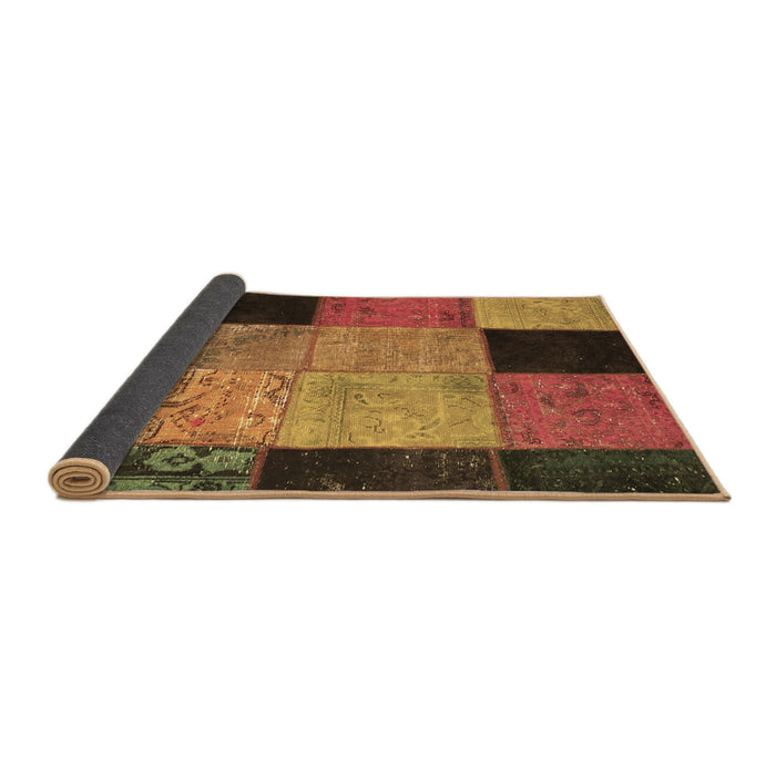 Sideview of Patchwork Brown Transitional Rug, con1452brn