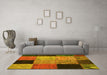 Machine Washable Patchwork Yellow Transitional Rug in a Living Room, wshcon1452yw