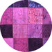 Round Patchwork Purple Transitional Rug, con1452pur