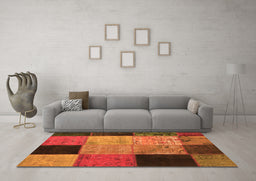 Machine Washable Patchwork Orange Transitional Area Rugs in a Living Room, wshcon1452org