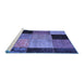 Sideview of Machine Washable Patchwork Blue Transitional Rug, wshcon1452blu