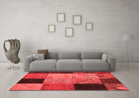 Machine Washable Patchwork Red Transitional Rug, wshcon1452red