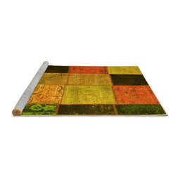 Sideview of Machine Washable Patchwork Yellow Transitional Rug, wshcon1452yw