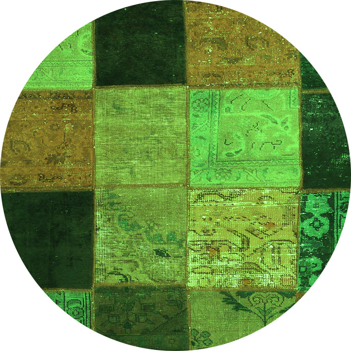 Machine Washable Patchwork Green Transitional Area Rugs, wshcon1452grn