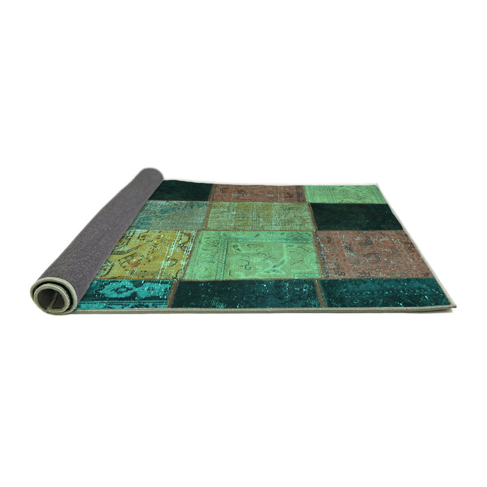 Sideview of Patchwork Turquoise Transitional Rug, con1452turq