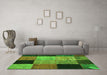 Machine Washable Patchwork Green Transitional Area Rugs in a Living Room,, wshcon1452grn