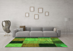 Machine Washable Patchwork Green Transitional Area Rugs in a Living Room,, wshcon1452grn