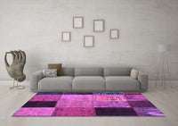 Machine Washable Patchwork Purple Transitional Rug, wshcon1452pur