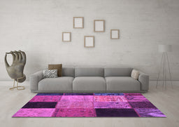 Machine Washable Patchwork Purple Transitional Area Rugs in a Living Room, wshcon1452pur