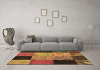 Machine Washable Patchwork Brown Transitional Rug, wshcon1452brn