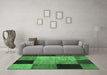 Machine Washable Patchwork Emerald Green Transitional Area Rugs in a Living Room,, wshcon1452emgrn