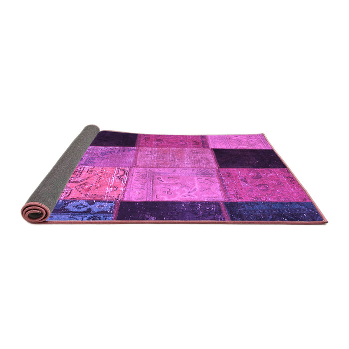 Sideview of Patchwork Purple Transitional Rug, con1452pur