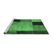 Sideview of Machine Washable Patchwork Emerald Green Transitional Area Rugs, wshcon1452emgrn