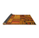 Thickness of Contemporary Mahogany Brown Patchwork Rug, con1453