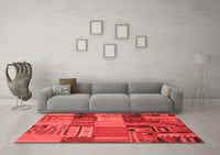 Machine Washable Patchwork Red Transitional Rug, wshcon1453red