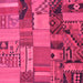 Square Machine Washable Patchwork Pink Transitional Rug, wshcon1453pnk