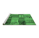 Sideview of Machine Washable Patchwork Emerald Green Transitional Area Rugs, wshcon1453emgrn