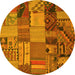 Round Patchwork Yellow Transitional Rug, con1453yw