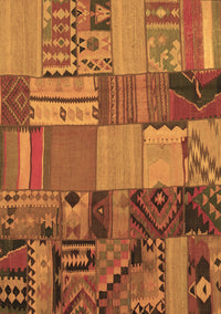 Patchwork Brown Transitional Rug, con1453brn