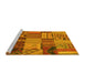 Sideview of Machine Washable Patchwork Yellow Transitional Rug, wshcon1453yw