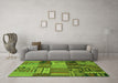 Machine Washable Patchwork Green Transitional Area Rugs in a Living Room,, wshcon1453grn