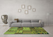 Machine Washable Patchwork Turquoise Transitional Area Rugs in a Living Room,, wshcon1453turq