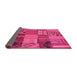 Sideview of Patchwork Pink Transitional Rug, con1453pnk