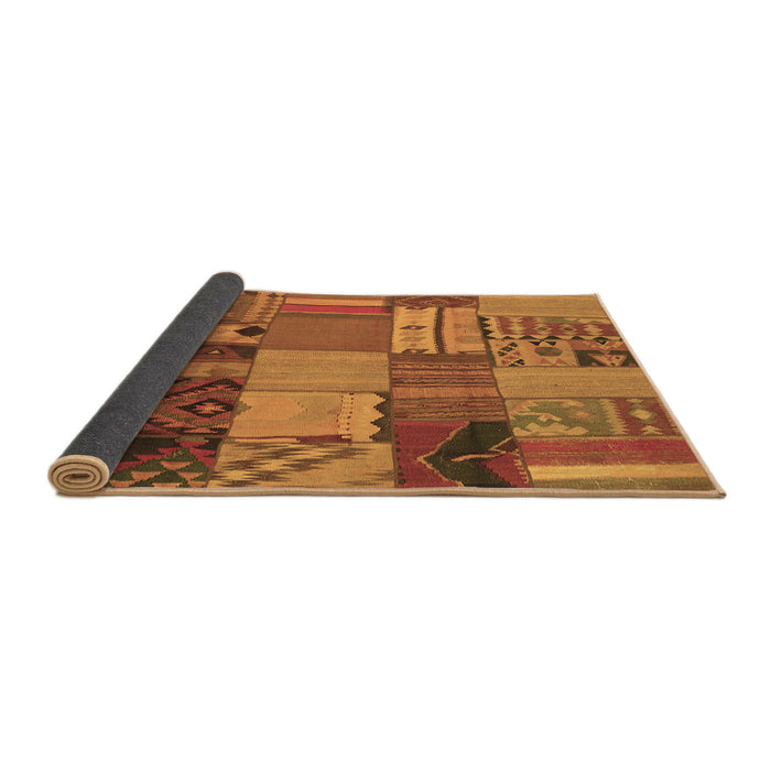 Sideview of Patchwork Brown Transitional Rug, con1453brn