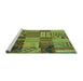 Sideview of Machine Washable Patchwork Turquoise Transitional Area Rugs, wshcon1453turq