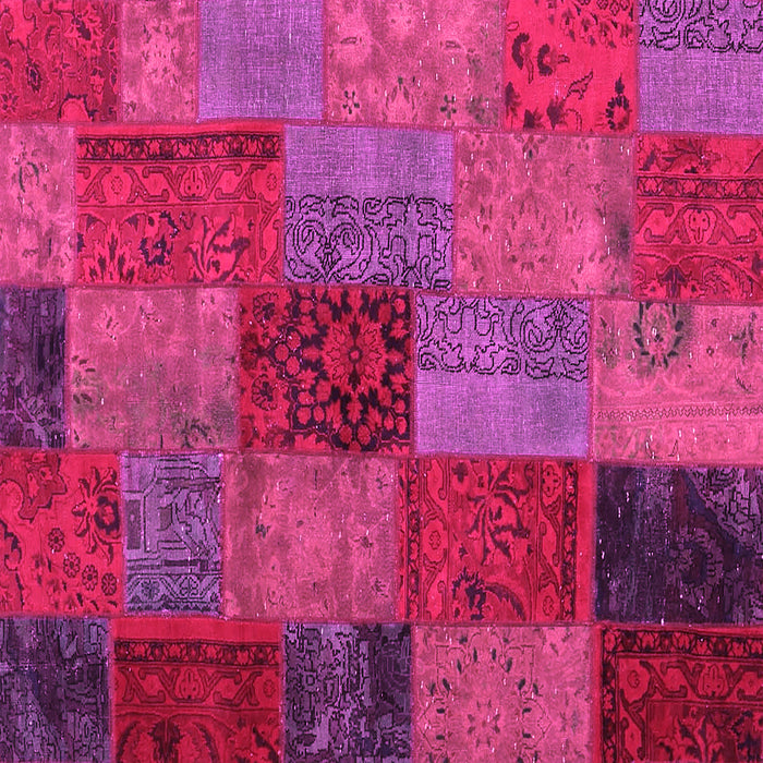 Square Machine Washable Patchwork Pink Transitional Rug, wshcon1454pnk