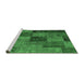 Sideview of Machine Washable Patchwork Emerald Green Transitional Area Rugs, wshcon1454emgrn