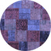 Round Patchwork Blue Transitional Rug, con1454blu