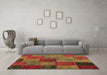 Machine Washable Patchwork Brown Transitional Rug in a Living Room,, wshcon1454brn