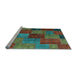 Sideview of Machine Washable Patchwork Light Blue Transitional Rug, wshcon1454lblu