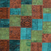 Square Patchwork Light Blue Transitional Rug, con1454lblu