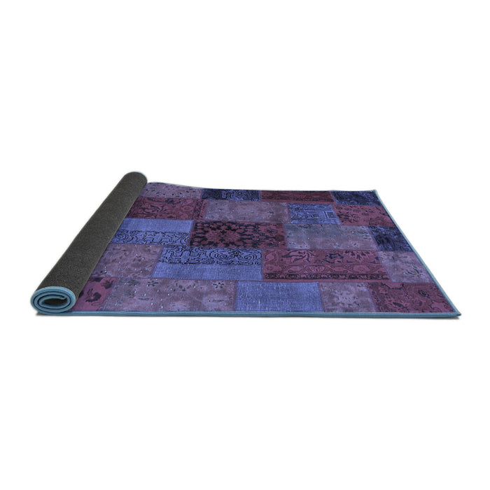 Sideview of Patchwork Blue Transitional Rug, con1454blu