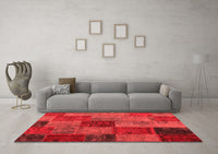 Machine Washable Patchwork Red Transitional Rug, wshcon1454red