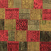 Square Machine Washable Patchwork Brown Transitional Rug, wshcon1454brn