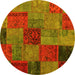 Round Patchwork Yellow Transitional Rug, con1454yw